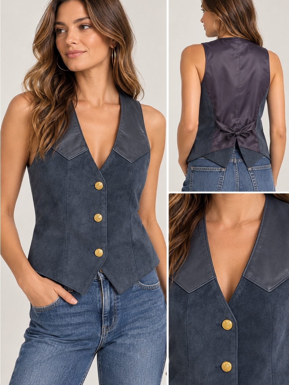 Danier leather Navy vest.